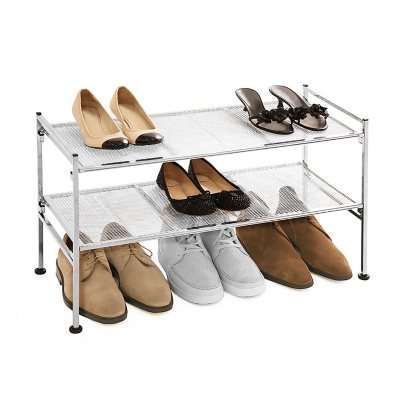 47 in. H 30-Pair 8-Tier Black Metal Shoe Rack