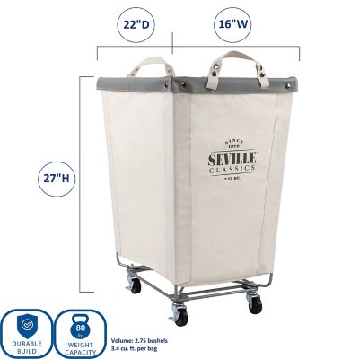 Laundry hamper with clearance wheels