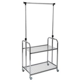 Seville Classics Home 2-Shelf Steel Garment Rack, 33.27" W x 18.11" D x 39.96" to 65.55" H		