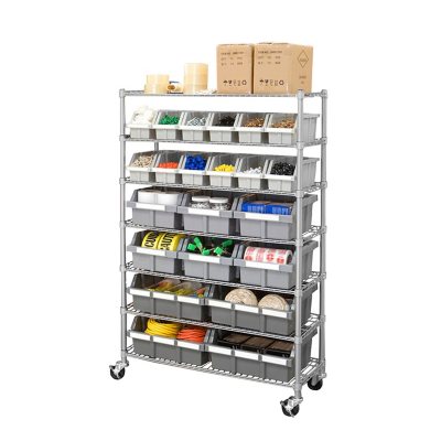 Jiske 34 W x 16 D x 65 H Garage Storage Bin Rack System Heavy Duty 8 Tiers  24 Bins Shelving Units