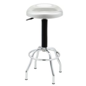 Seville Classics® Contoured Stainless Steel Seat Pneumatic Adjustable Work Stool, 19" W x 25.5" to 30.25" H