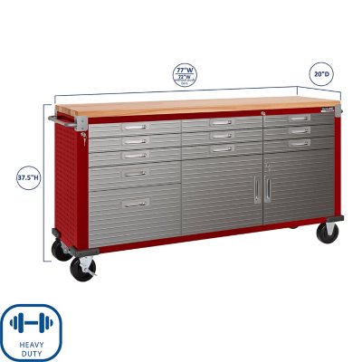 Seville Classics UltraHD 8-Piece Steel Garage Cabinet Storage Set With  Rolling Workbench, 14 Feet Wide - Sam's Club