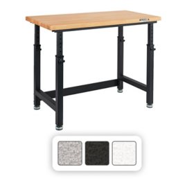 Seville Classics UltraHD® Height Adjustable Heavy Duty Workbench With Solid Wood Top, 48" x 24" 
