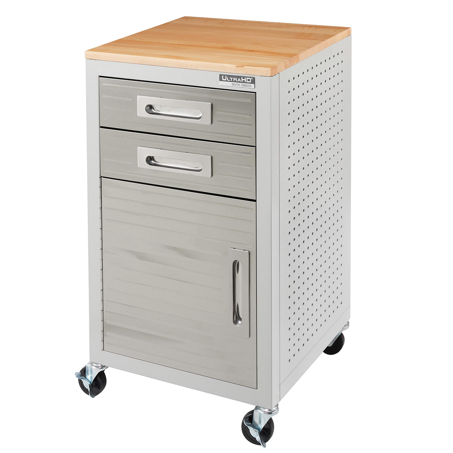 UltraHD Solid Wood Top 2-Drawer Steel Rolling File Cabinet, 20' x 18' (Granite Gray)