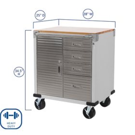 Seville Classics Ultrahd Rolling 4 Drawer Storage Cabinet With Key