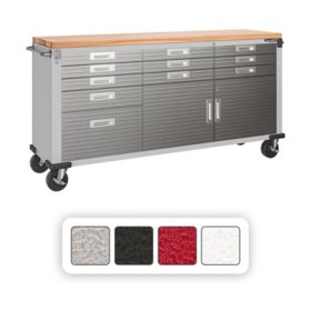 Seville Classics® UltraHD® 11-Drawer Rolling Workbench, 77" W x 20" D x 37.5" H