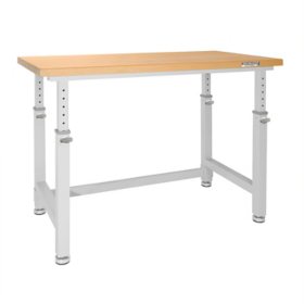 Seville Classics UltraHD® Height Adjustable Heavy Duty Workbench With Solid Wood Top, 48" x 24" 