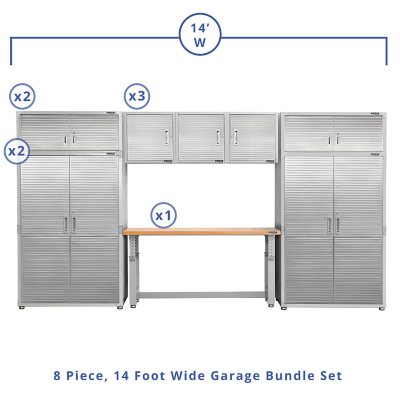 Seville Classics UltraHD 7-Piece Steel Garage Cabinet Storage Set With  Pegboard Workbench, 10 Feet Wide - Sam's Club