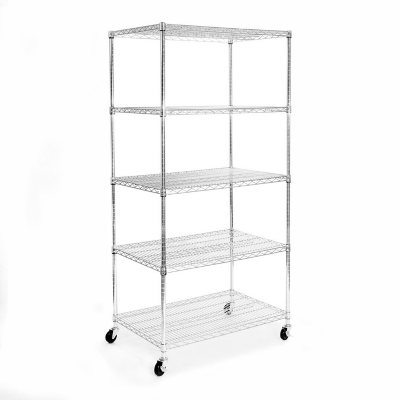 Seville Classics Commercial-Grade 5-Tier Nsf-Certified Steel Wire Wheeled  Shelving