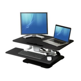 Seville Classics AIRLIFT® Pneumatic Sit-to-Stand Adjustable Single Column Riser Desk Converter