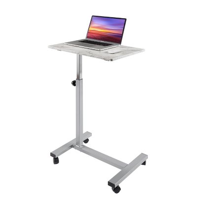 Seville Classics Height Adjustable Mobile Laptop Desk Cart, Walnut