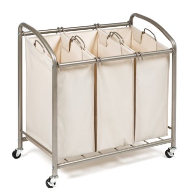 Heavy-Duty 3-Bin Rolling Laundry Sorter with Wheels