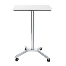 Seville Classics AIRLIFT XL 28" Pneumatic Sit-Stand Adjustable Rolling Desk Cart, White Silver
