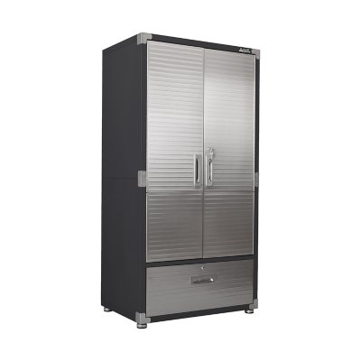 Seville Classics UltraHD Storage Cabinet with Bottom Drawer, 36" W x 18" D or 24" D x 72" H:- 36' x 24', Graphite