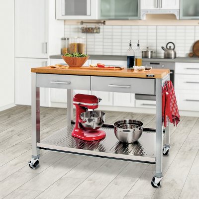 x 48 in 24 in Stainless Steel Utility Table Kitchen Work Center Island NEW 