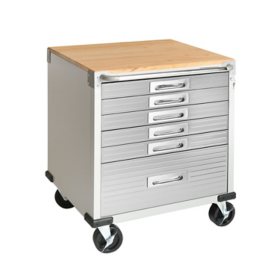 Seville Classics UltraHD 6-Drawer Rolling Cabinet, 28" W x 25" D x 34.5" H		