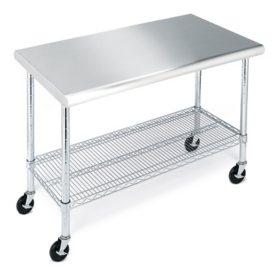 Member's Mark Work Table with 49" Stainless Steel Top