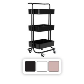 Seville Classics 3-Tier Steel Cart, 16.7" W x 13.9" D x 34.9" H