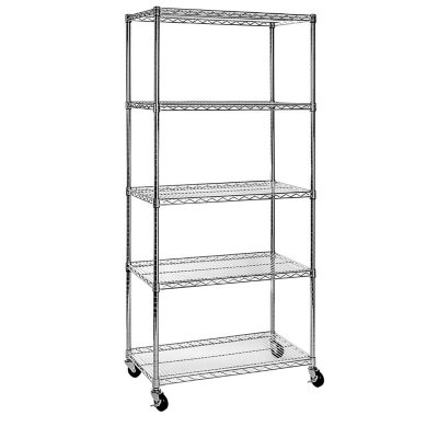 Seville Classics 4-Tier Steel Wire Shelving with Wheels, 30 W x 14 D x 48 H