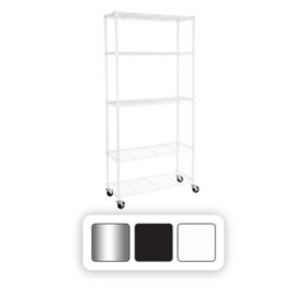 Chrome 5-Tier Rolling Heavy Duty Metal Wire Storage Shelving Unit Cast