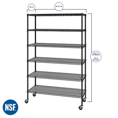 Member's Mark 6-Tier NSF Heavy Duty Wire Shelving, 47.75