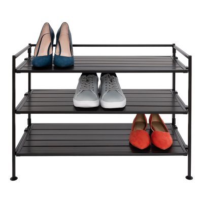 Wall Mounted Black Metal Wire 9-Pair Boot & Shoe Rack