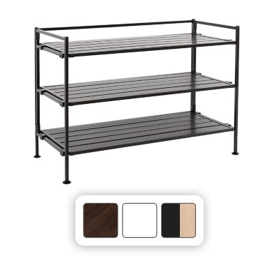 Seville Classics 3-Tier Resin Slat Shoe Rack, 26.5 W x 12.2 D x