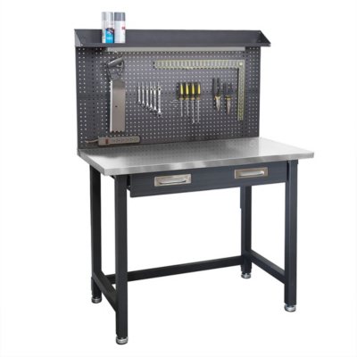 Seville Classics UltraHD Lighted Stainless Steel Top Workbench - Graphite