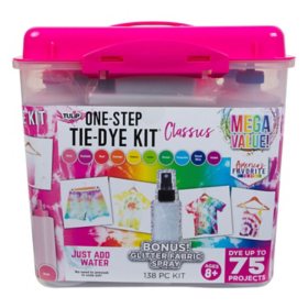 Tulip One-Step Tie-Dye Kit - 10-Color Mega Value Tub with Bonus Glitter Fabric Spray