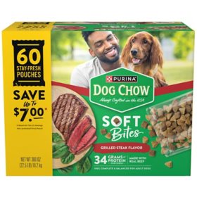 Purina Dog Chow Soft Bites Dog Food, Grilled Steak Flavor (60 ct.)