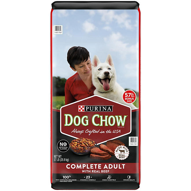 Purina Dog Chow Dry Dog Food, Complete Adult With Real Beef - 57 lb. Bag