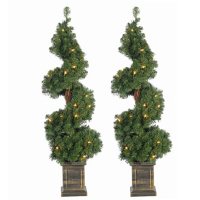 3.5' Pre-Lit Potted Spiral Trees (Set of 2)