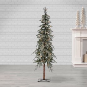 6' Pre-Lit Flocked Natural Cut Alpine Tree