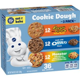 Pillsbury Reese's, Oreo, Monster Ready to Bake Cookie Dough, 16 oz., 3 pk.