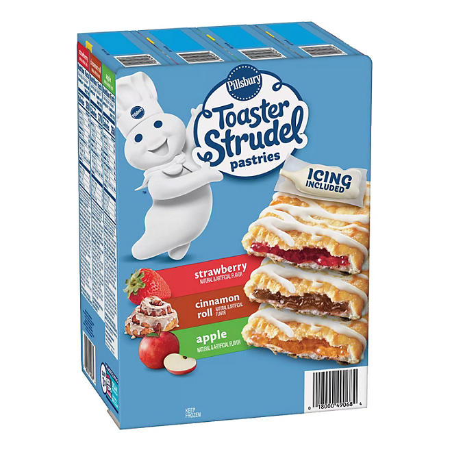 Pillsbury Toaster Strudel Variety Pack, Strawberry, Cinnamon Roll and Apple Frozen Pastries (24 ct.)