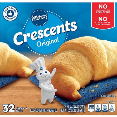 Pillsbury Crescent Rolls, Original Refrigerated Canned Pastry Dough, 4 Rolls,  4 oz 