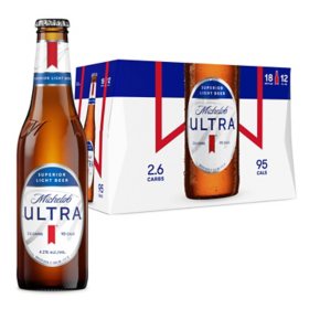 Michelob Ultra Superior Light Beer (12 oz. bottles, 18 pk.)
