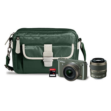 Nikon 1 S1 Compact System Camera Bundle with 11-27.5mm and 30-110mm VR Lenses, Carrying Case and 16GB SD Memory Card