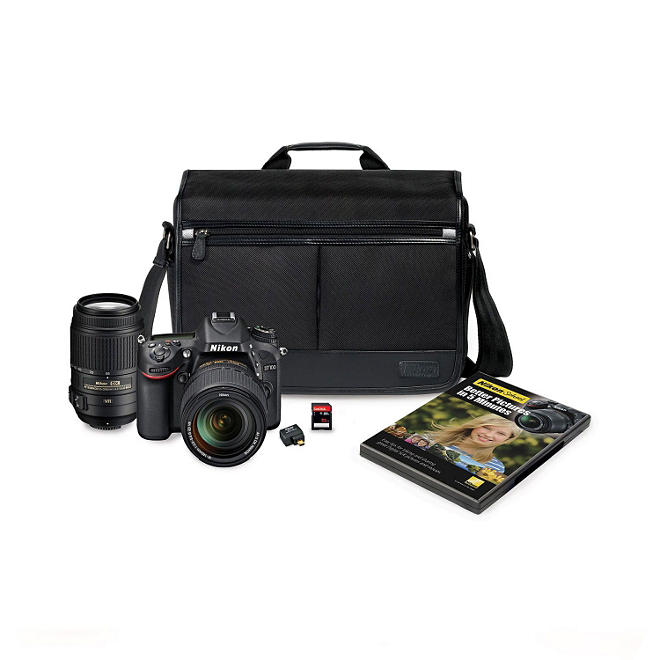 Nikon D7100 24.1MP HD-SLR Bundle with 18-140mm VR Lens and 55-300mm VR Lens, Bonus Bag, WiFi Adapter, and 32GB SD Card