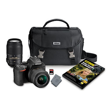 Nikon D5500 24.2MP CMOS Sensor Digital SLR 2-Lens Bundle with 18-55mm VR II Lens, 55-300MM VR Lens, Camera Case and 32GB Memory Card