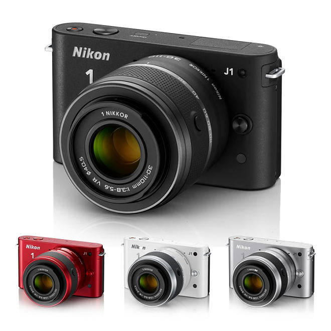 Nikon J1 10.1MP Mirrorless Digital Camera with 10-30mm Lens - Various Colors