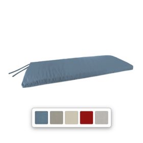 Sunbrella 48" x 18" Rectangular Knife Edge Outdoor Settee Swing Bench Cushion with Ties, Assorted Colors
