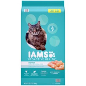 Iams Proactive Health Adult Indoor Weight & Hairball Care Dry Cat Food, Chicken & Turkey, 25 lbs.