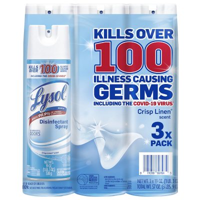 Lysol Disinfectant Spray, Crisp Linen (19 oz., 3 pk.) - Sam's Club