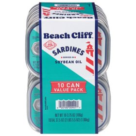 Beach Cliff Sardines in Soybean Oil 3.75 oz., 10 ct.