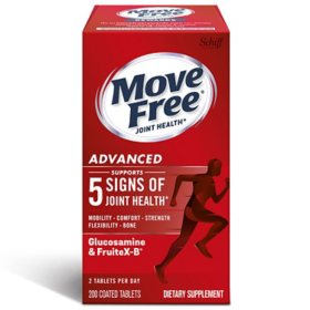 Move Free Advanced Glucosamine Joint Health Support Supplement Tablets, 200 ct.