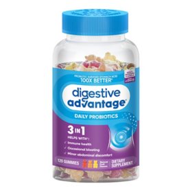 Digestive Advantage Daily Probiotic Gummies, 1 Billion CFU + Vitamin D, 120 ct.