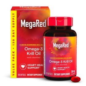 MegaRed 350mg Omega-3 Krill Oil Dietary Supplement Softgels 130 ct.