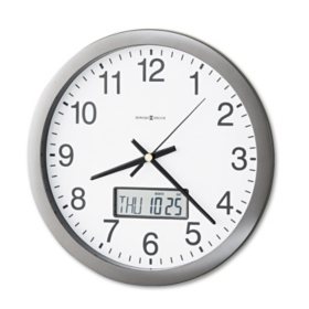 Howard Miller Chronicle 14" Wall Clock with LCD Inset, Gray