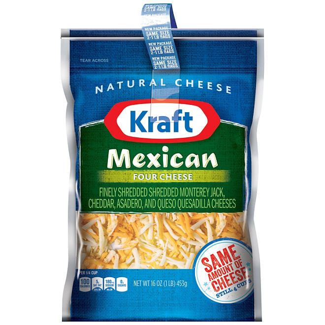 Kraft Mexican Four Cheese Finely Shredded Cheese (16 oz., 2 pk.)